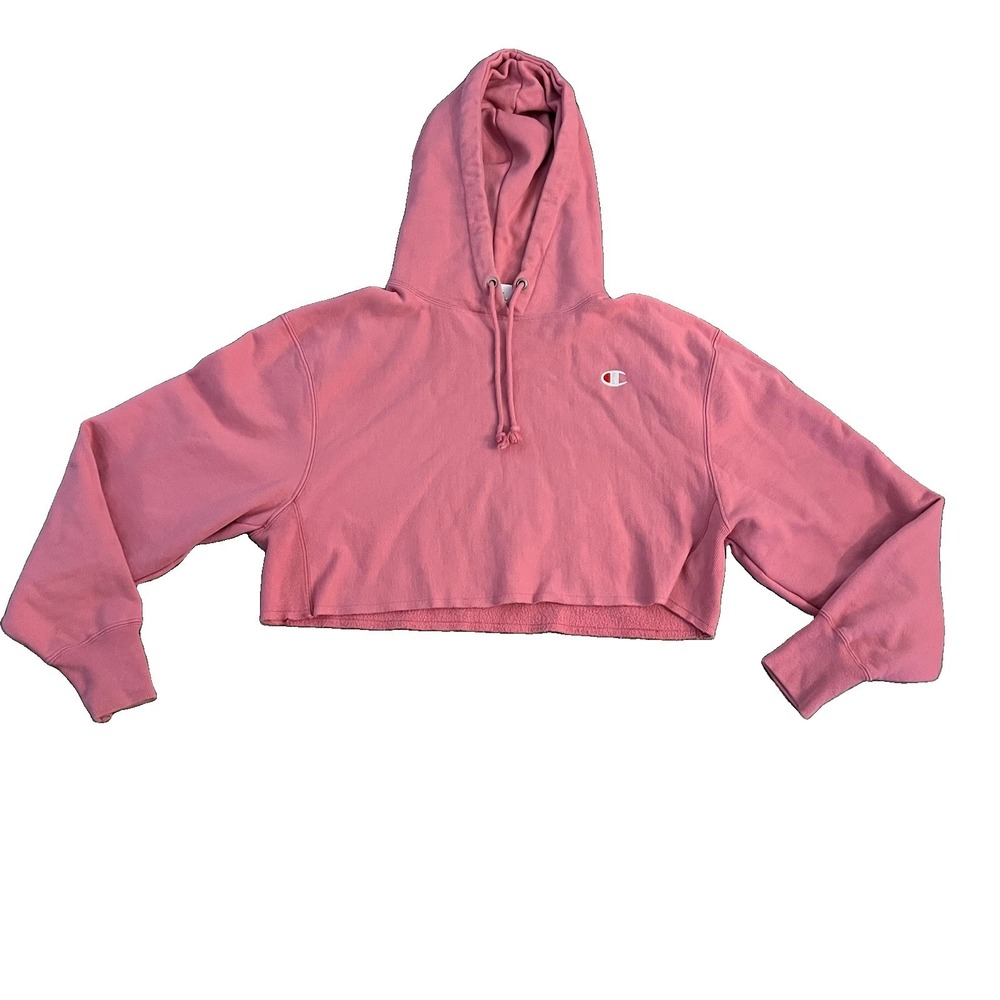 Champion Reverse Weave Sweatshirt Medium Hooded Cropped Fleece Lined Athleisure‎